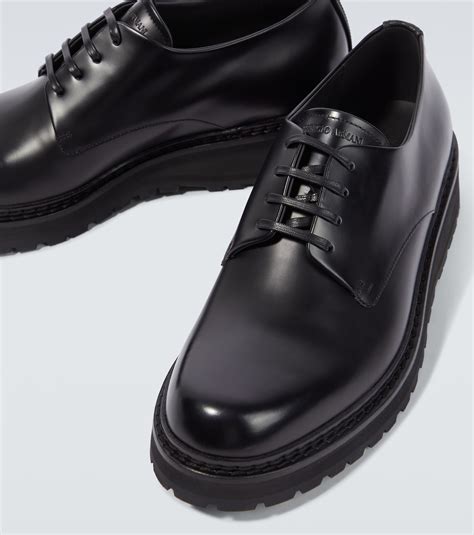 Leather Derby Shoes In Black Giorgio Armani Mytheresa