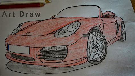 How To Draw A Porsche Boxster S Realistic Car Drawing Youtube