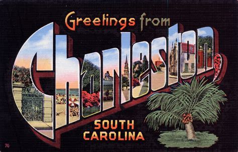 Greetings From Charleston South Carolina Large Letter Postcard A