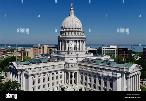 Spectacular Aerial View Of Wisconsin State Capitol Building And