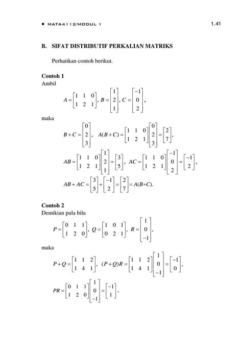 Solution Sifat Operasi Matriks Plus Soal Dan Jawaban Studypool