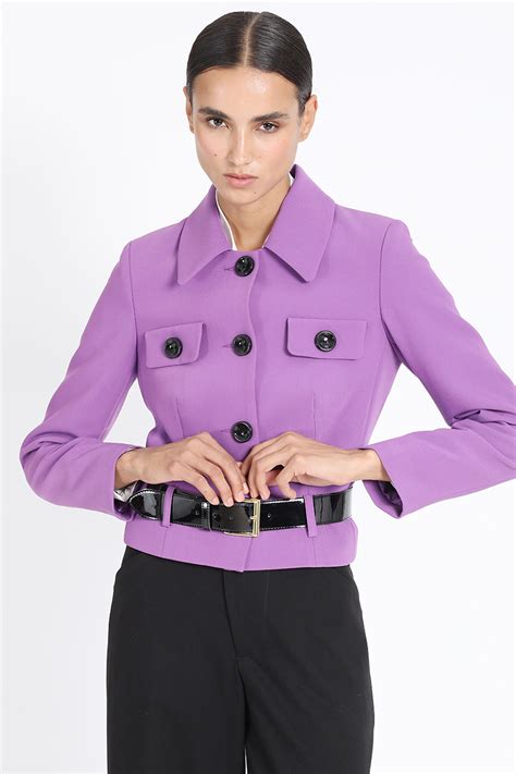 Ripley Chaqueta Mujer Liola Violeta Corta Cintur N