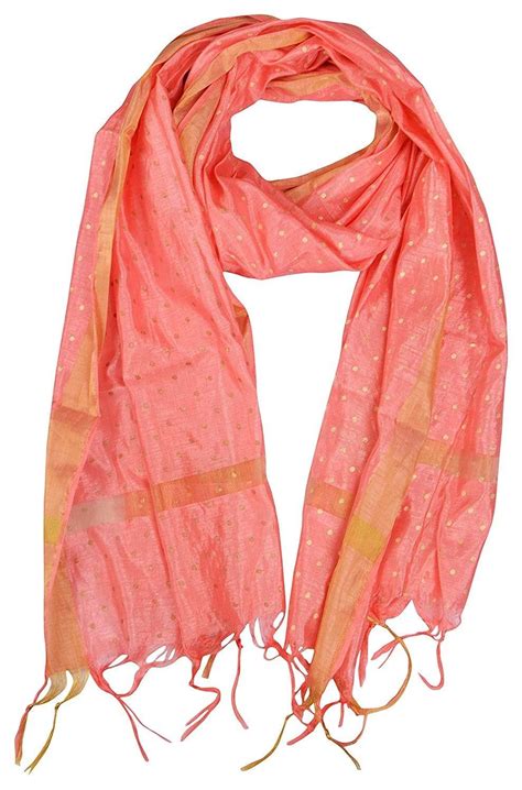 Beautiful Scarves With Golden Border Orange Color Traditional Stole