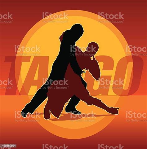 Silhouettes Of Couple Dancing Argentine Tango Stock Illustration