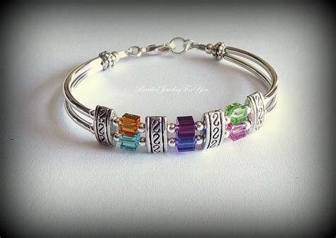 Custom Birthstone Bracelet Moms Bracelet Personalized Etsy