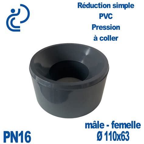 Réduction Simple Ø110x63 Mâle Femelle à coller PVC Pression