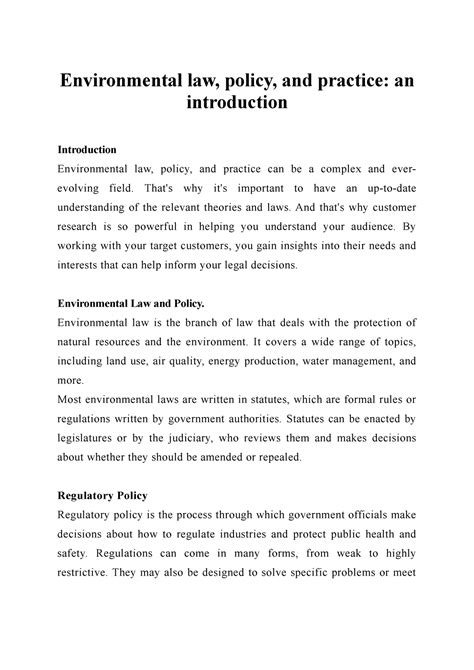 Environmental Law Policy And Practice An Introduction