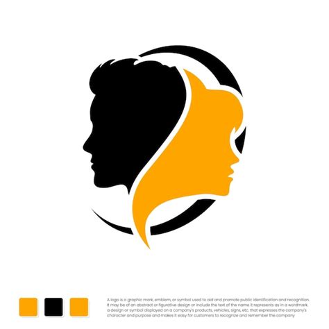 Premium Vector | Male and female faces design logo