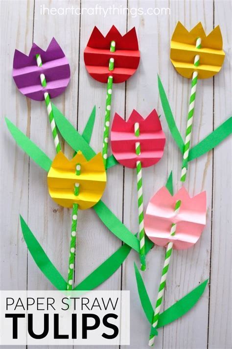 Pretty paper straw tulips! A great spring craft for elementary kids ...