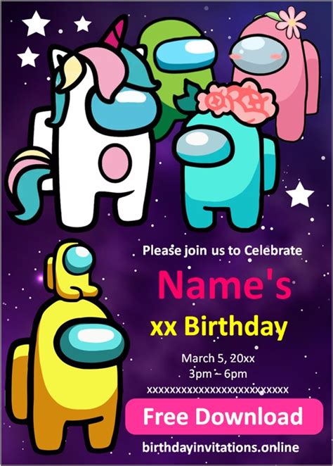 Among Us Birthday Invitations Birthday Invitations