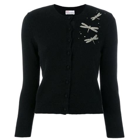 Red Valentino Dragonfly Embroidered Cardigan Featuring Polyvore Women