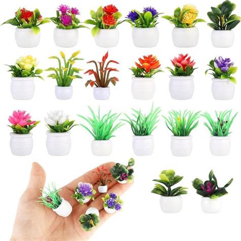 Lot De Mini Pots De Fleurs Miniatures Pour Maison De Poup E Plantes