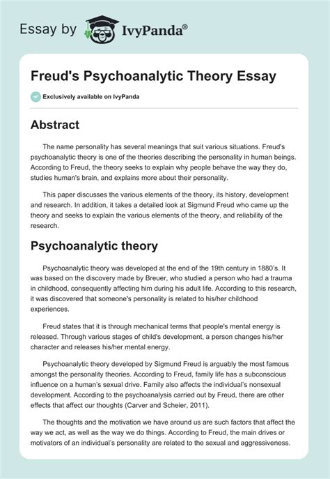 Psychoanalytic Theory Essay