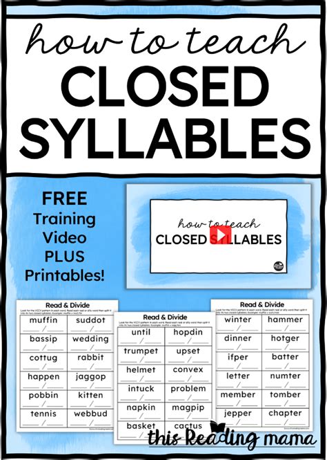 Open Syllables And Closed Syllables