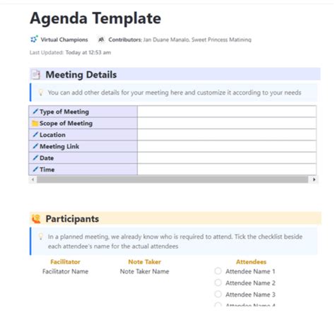 Top Project Kickoff Templates For Productive Meetings Clickup