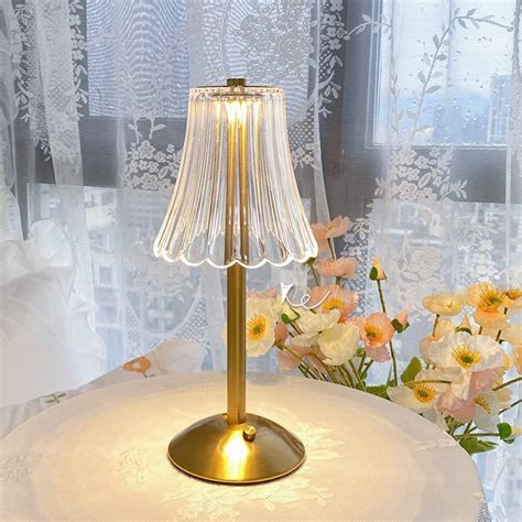 LANMOU Modern Transparent Kristall Nachttischlampe Kabellose Romantik