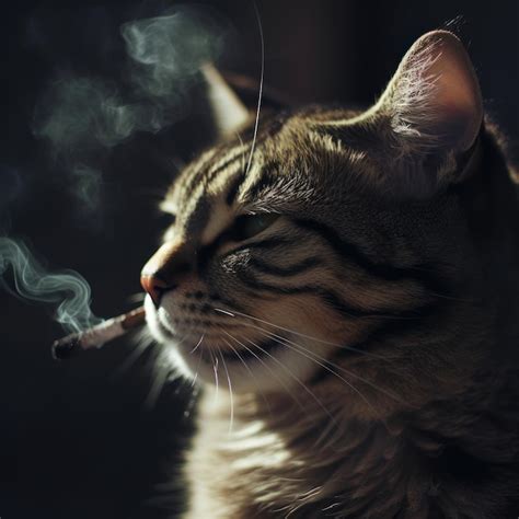 Premium Photo Cat Smoking Image Generative Ai