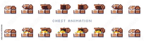 vetor de pixelated treasure chest animation game sprite  opening