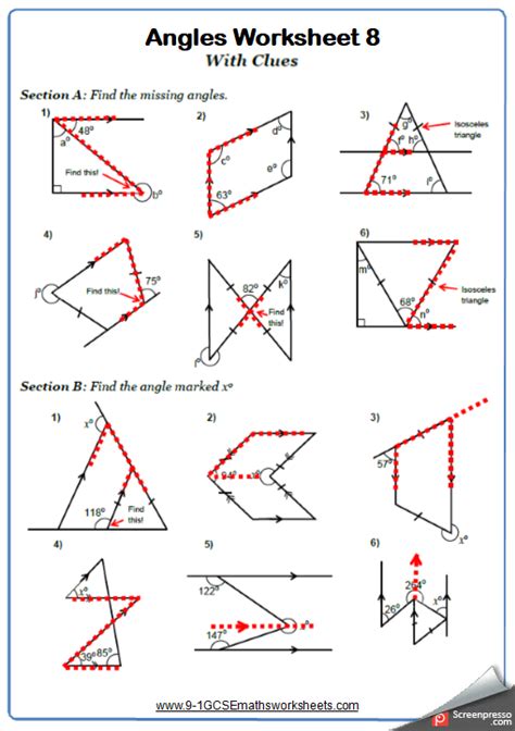 Grade 8 Math Angles Worksheets Pdf