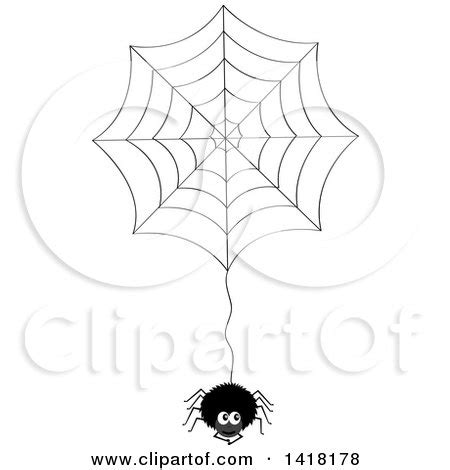 Clipart Of A Hairy Spider Hanging From A Web Royalty Free Vector