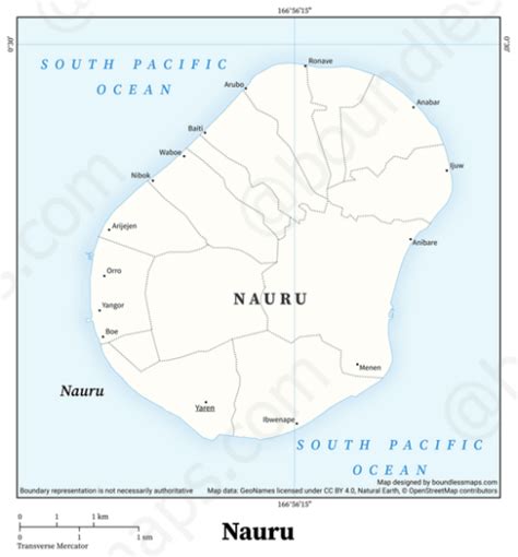 Nauru Minimalist Political Vector Map Boundless Maps