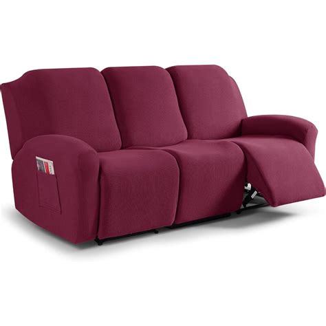 SUSUZI Recliner Sofa Slipcovers for 3 Seater Couch, Stretch Solid ...