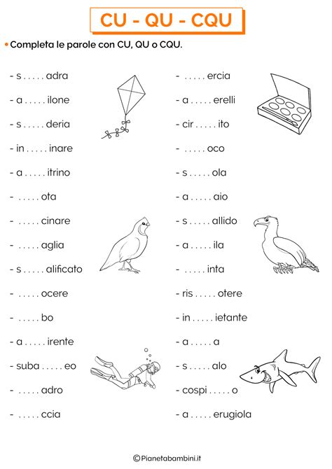 Schede Didattiche Su Cu Qu Cqu Da Stampare Pianetabambini It