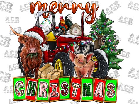 Merry Christmas Png Farm Merry Christmas Christmas Tree Png Etsy