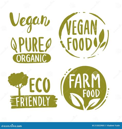 Organic Labels Fresh Eco Vegetarian Emblems Vegan Label And Healthy Foods Logo Sticker Or