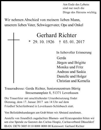 Traueranzeigen Von Gerhard Richter Wirtrauern