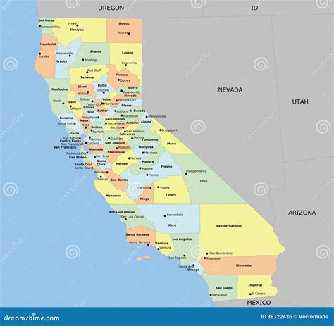 California County Map Vector Illustration Cartoondealer