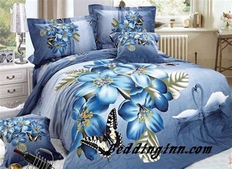 Butterfly Flower Bedding Beautiful Butterfly And Blue Flower Print 4