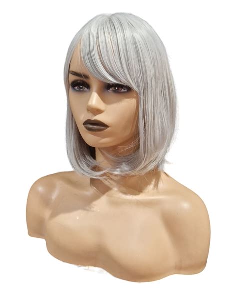 Medium Length Bob Wig With Fringe Bangs Cream Blonde Katie Celebwigs