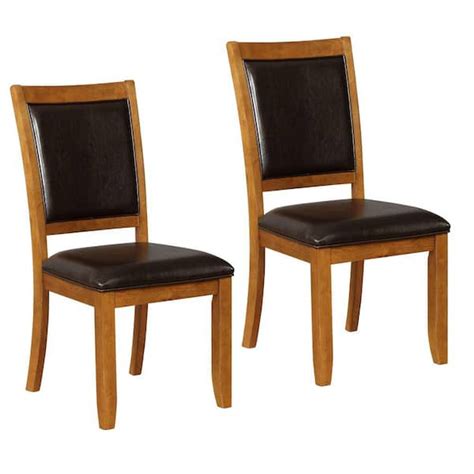 Benjara Browna And Black Vegan Faux Leather Wooden Frame Dining Chair