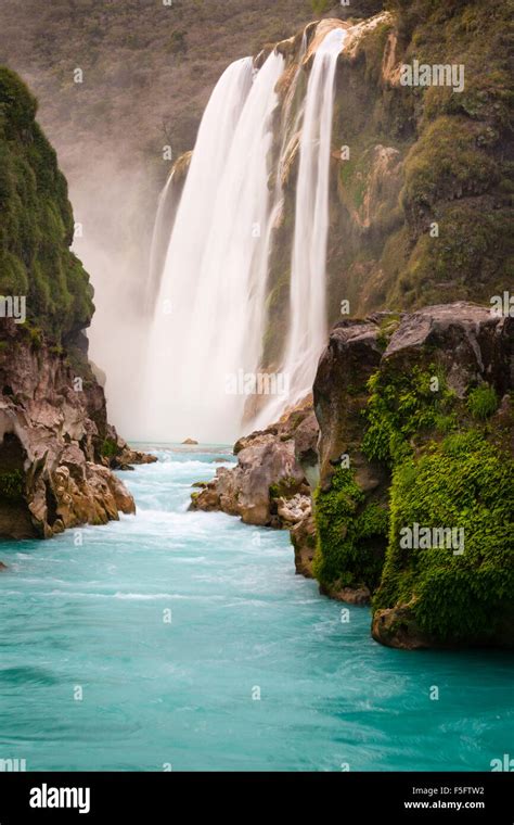 The 105 Meter High Tamul Waterfalls In The Huasteca Potosina Area Of San Luis Potosi Mexico