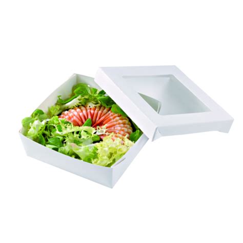 Caja Cuadrada De Cart N Blanco Con Tapa Ventana Pla Kray X Mm