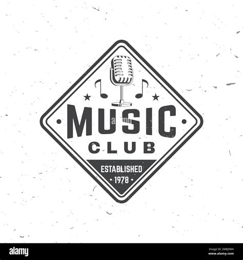 Music club logo, badge, label. Retro poster, banner with microphone ...