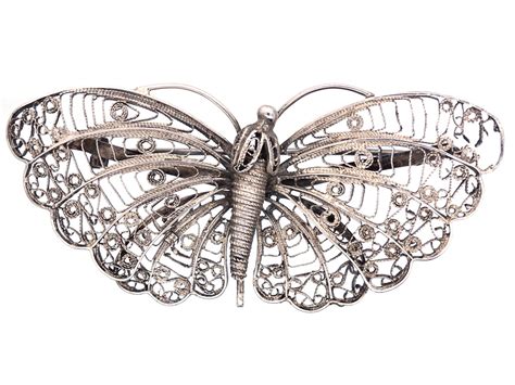 Large Silver Filigree Butterfly Brooch G The Antique Jewellery