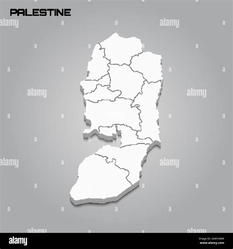 Palestine 3d map with borders of regions. Vector illustration Stock ...