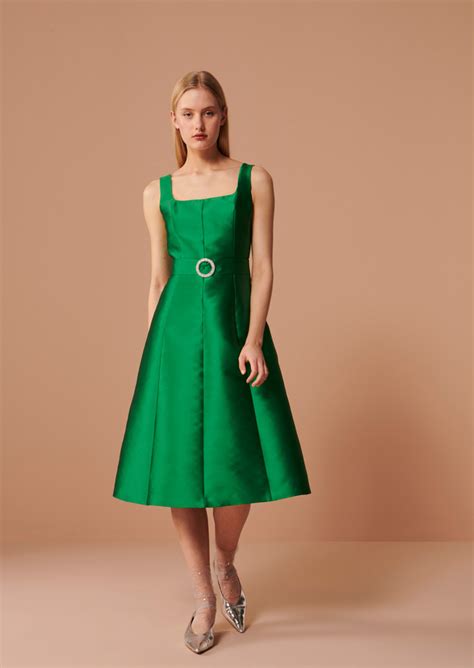 Robe Regina vert émeraude en satin TARA JARMON