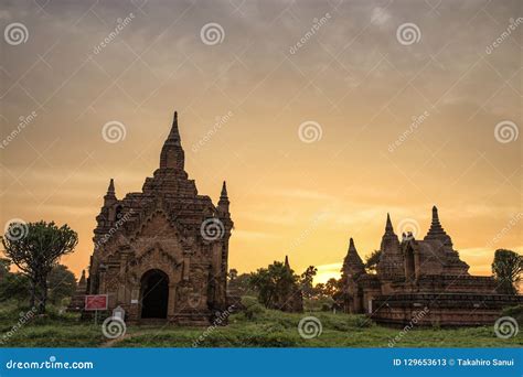 Sunrise View with Buddhist Temples in Bagan Myanmar Stock Image - Image ...