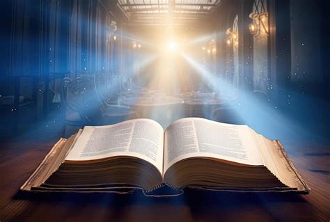 Premium Ai Image Open Bible In Blue Light In The Style Of Spectacular