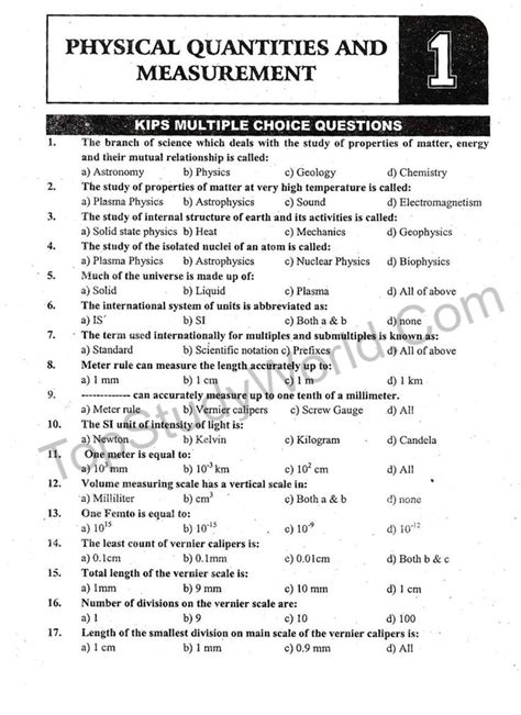 Kips 9th Class Physical Quantities And Measurement Complete Notes