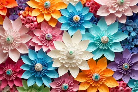 Premium Photo Vibrant Floral Paper Hexagon Texture