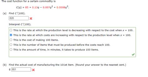 Solved The Cost Function For A Certain Commodity Is C Q Chegg