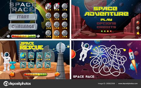 Set of space games Stock Vector by ©interactimages 285822506