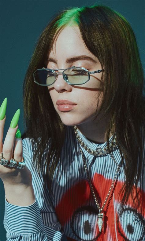 Billie Eilish Green Hair Wallpaper Billie Eilish With Ash Eyes And