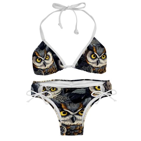 Owl Detachable Sponge Adjustable Strap Bikini Set Two Pack Versatile