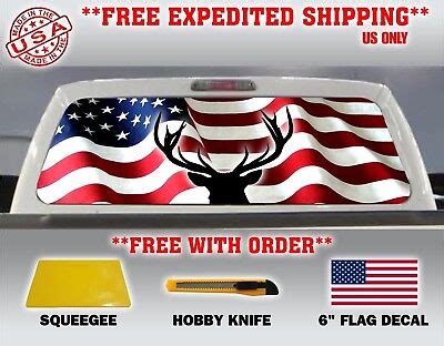 American Flag Eagle Pick Up Truck Back Window Graphic Decal Perforated