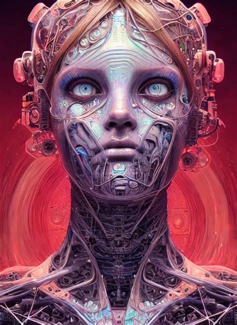 Krea Ancient Beautiful Cyborg Girl Face Portrait Intricate Artwork